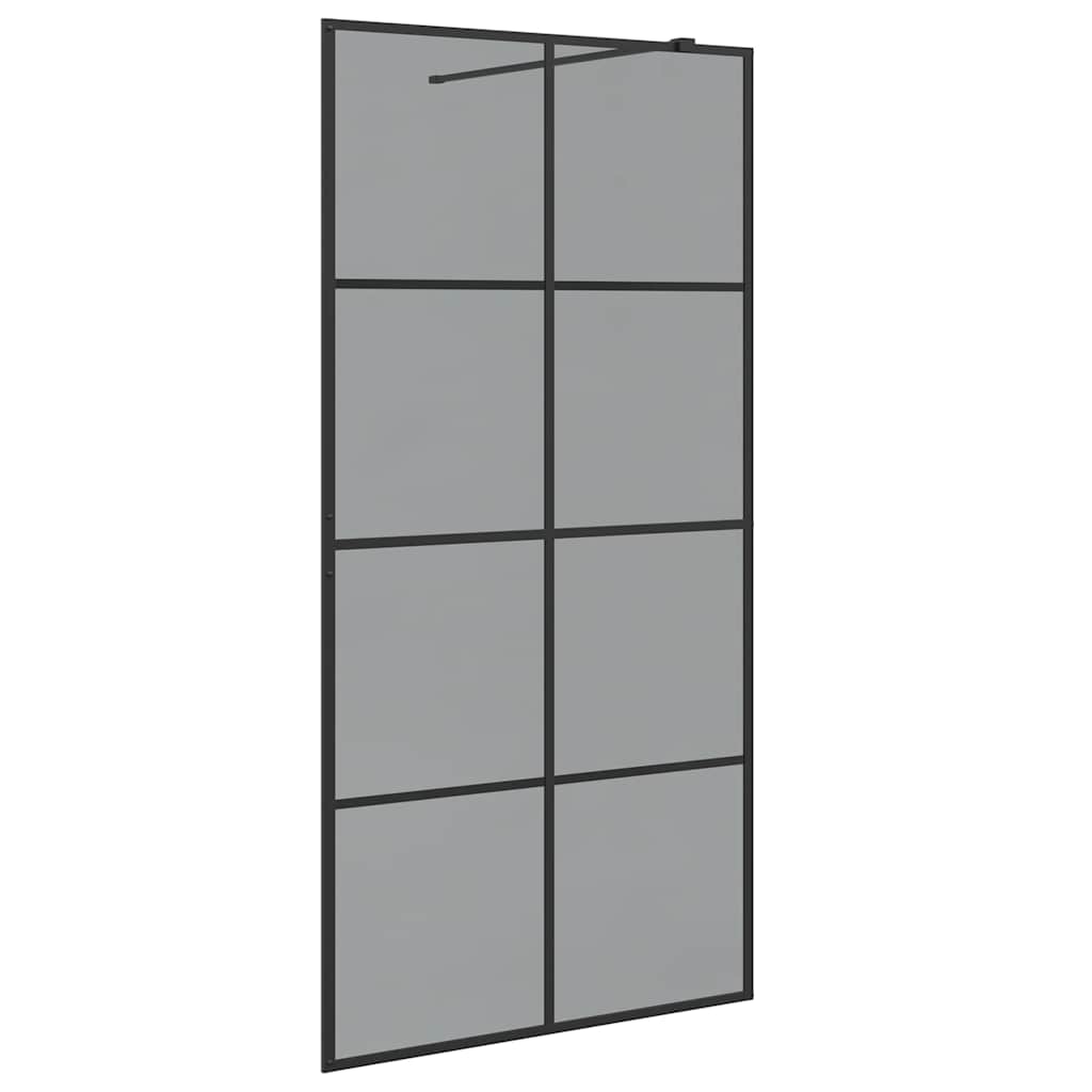Walk-in Dusjvegg Svart 100 x 195 cm herdet glass
