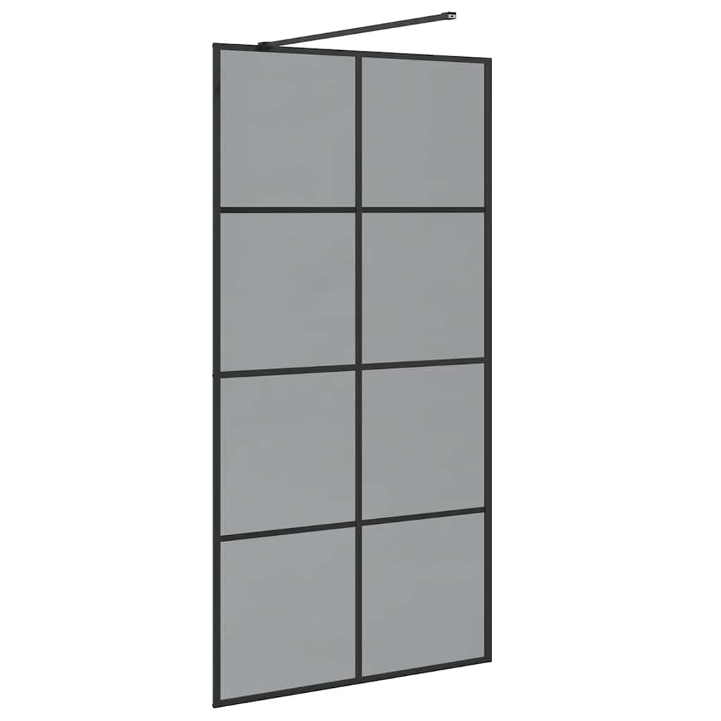 Walk-in Dusjvegg Svart 100 x 195 cm herdet glass