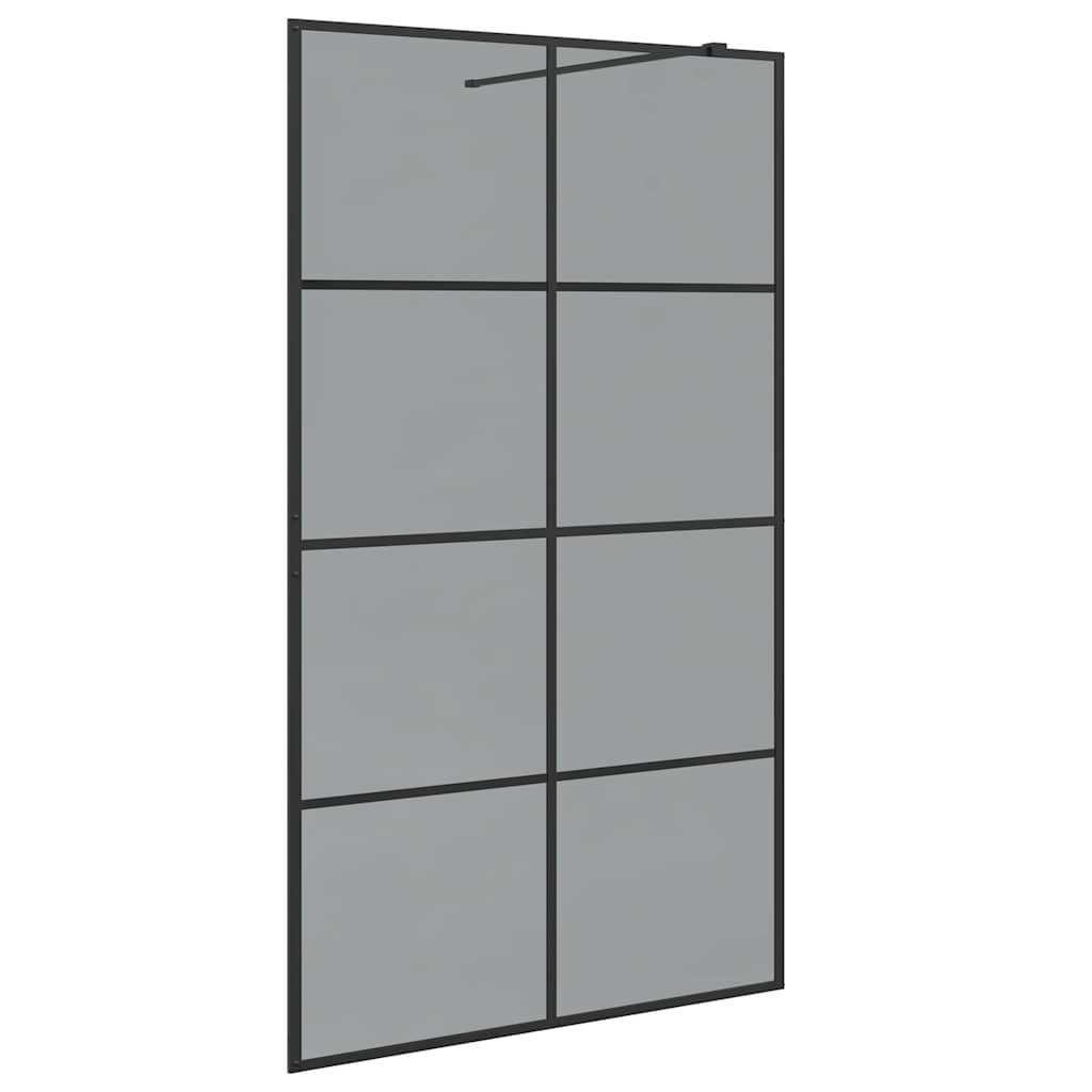 Walk-in Dusjvegg Svart 115 x 195 cm herdet glass