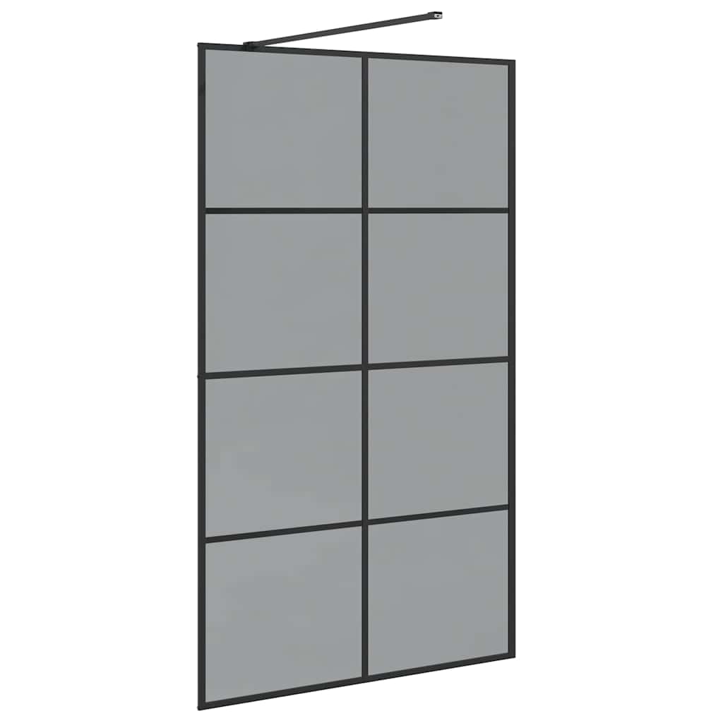 Walk-in Dusjvegg Svart 115 x 195 cm herdet glass