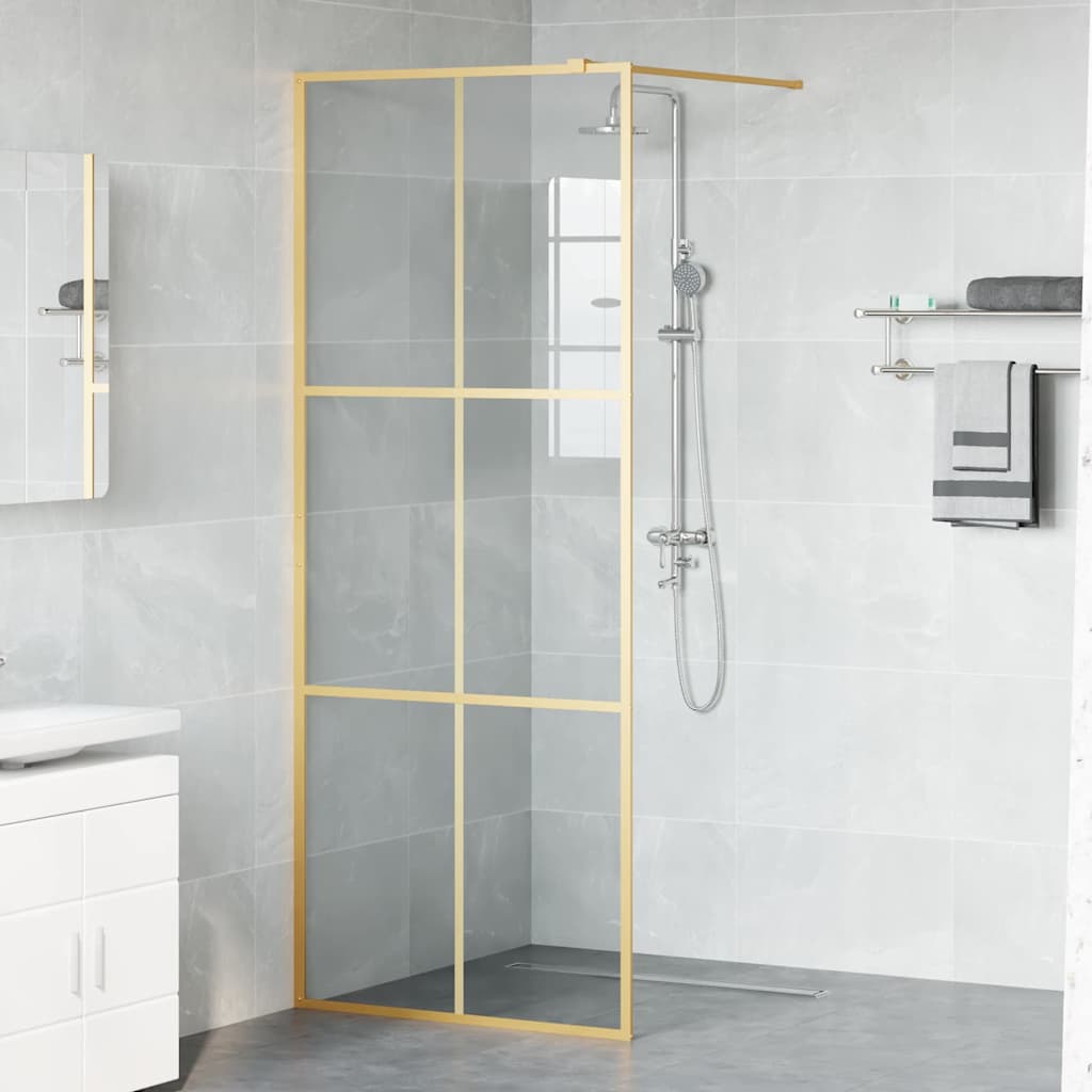 Walk-in Dusjvegg Gull 80 x 195 cm herdet glass