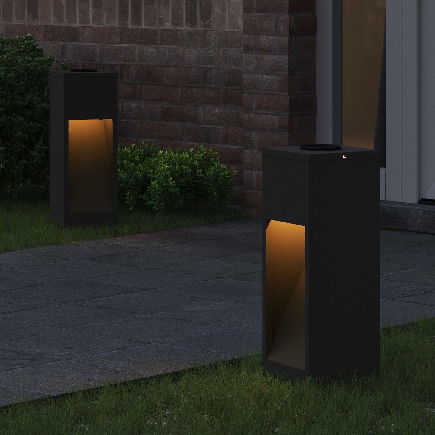 Solcelle LED Stibelys 2 pcs Svart Kaldvalset stål