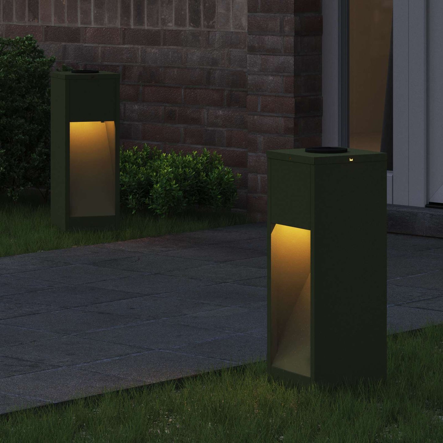 Solcelle LED Stibelys 2 pcs Olivengrønn Kaldvalset stål