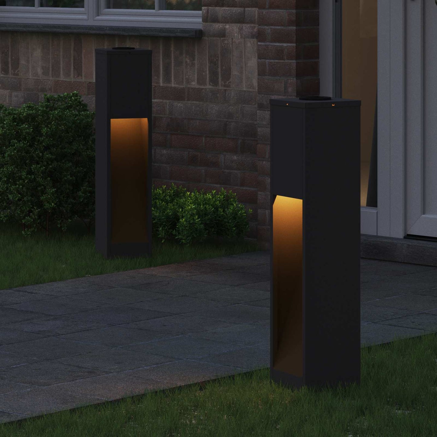 Solcelle LED Stibelys 2 pcs Svart Kaldvalset stål