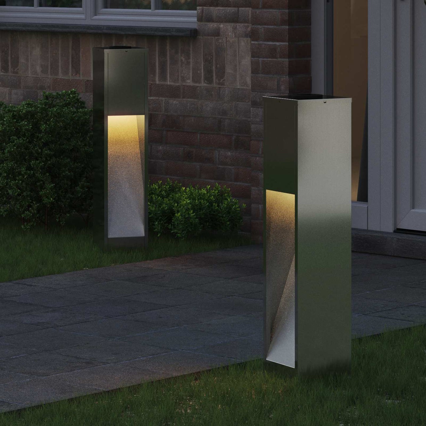 Solcelle LED Stibelys 2 pcs sølv Galvanisert