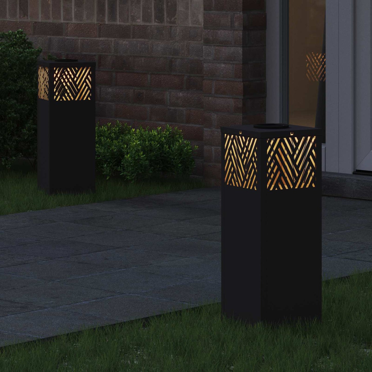 Solenergi LED stibelys 2 pcs Svart Kaldvalset stål