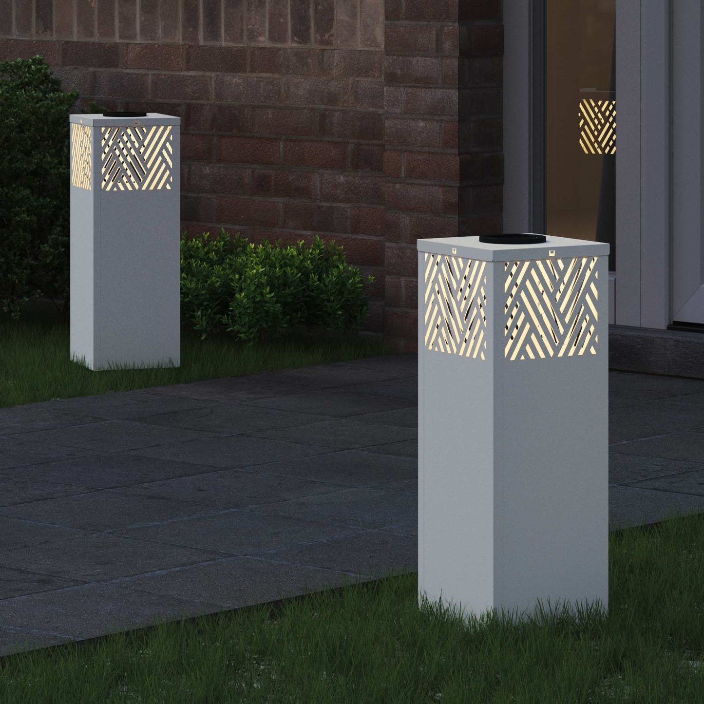 Solenergi LED stibelys 2 pcs Hvit Kaldvalset stål