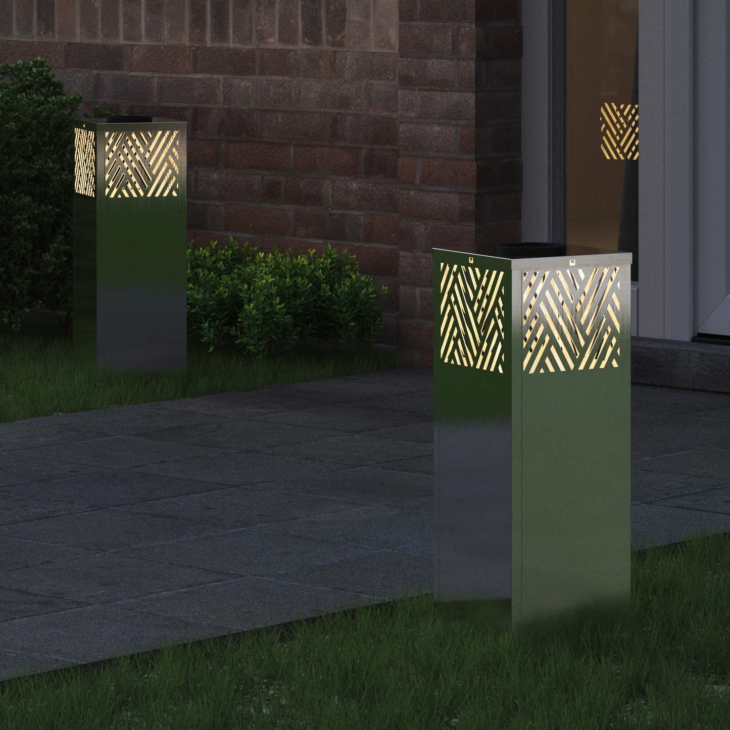 Solenergi LED stibelys 2 pcs sølv Rustfritt Stål