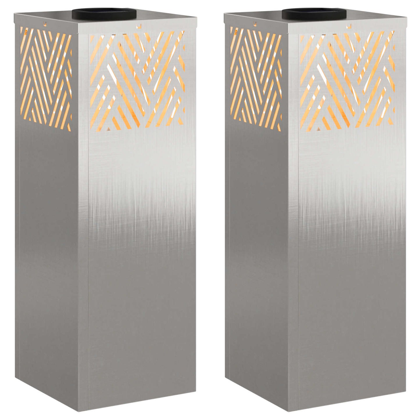 Solenergi LED stibelys 2 pcs sølv Rustfritt Stål