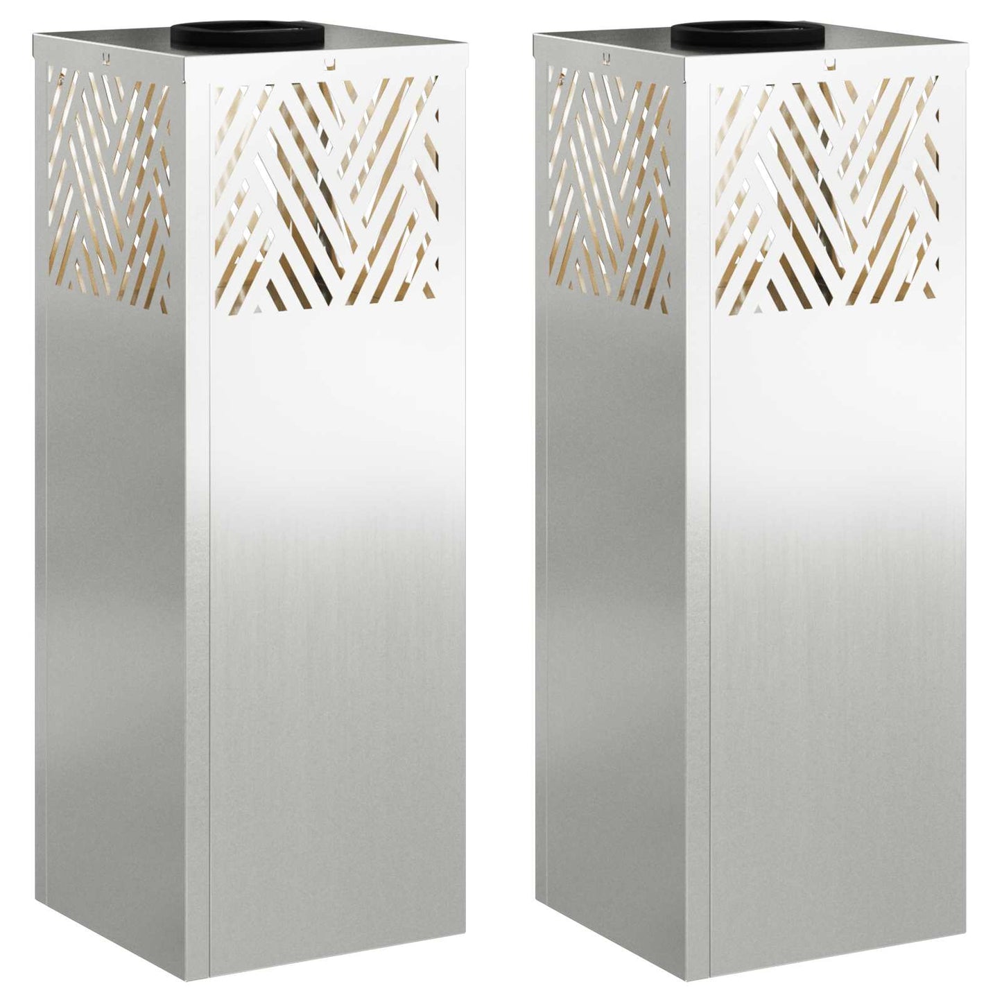 Solenergi LED stibelys 2 pcs sølv Galvanisert