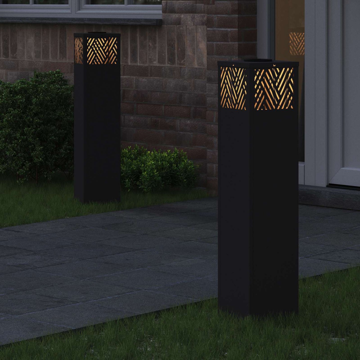 Solenergi LED stibelys 2 pcs Svart Kaldvalset stål