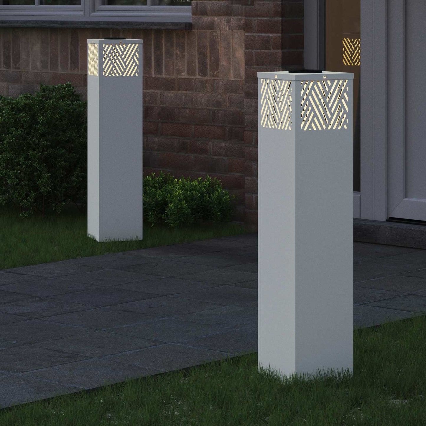 Solenergi LED stibelys 2 pcs Hvit Kaldvalset stål
