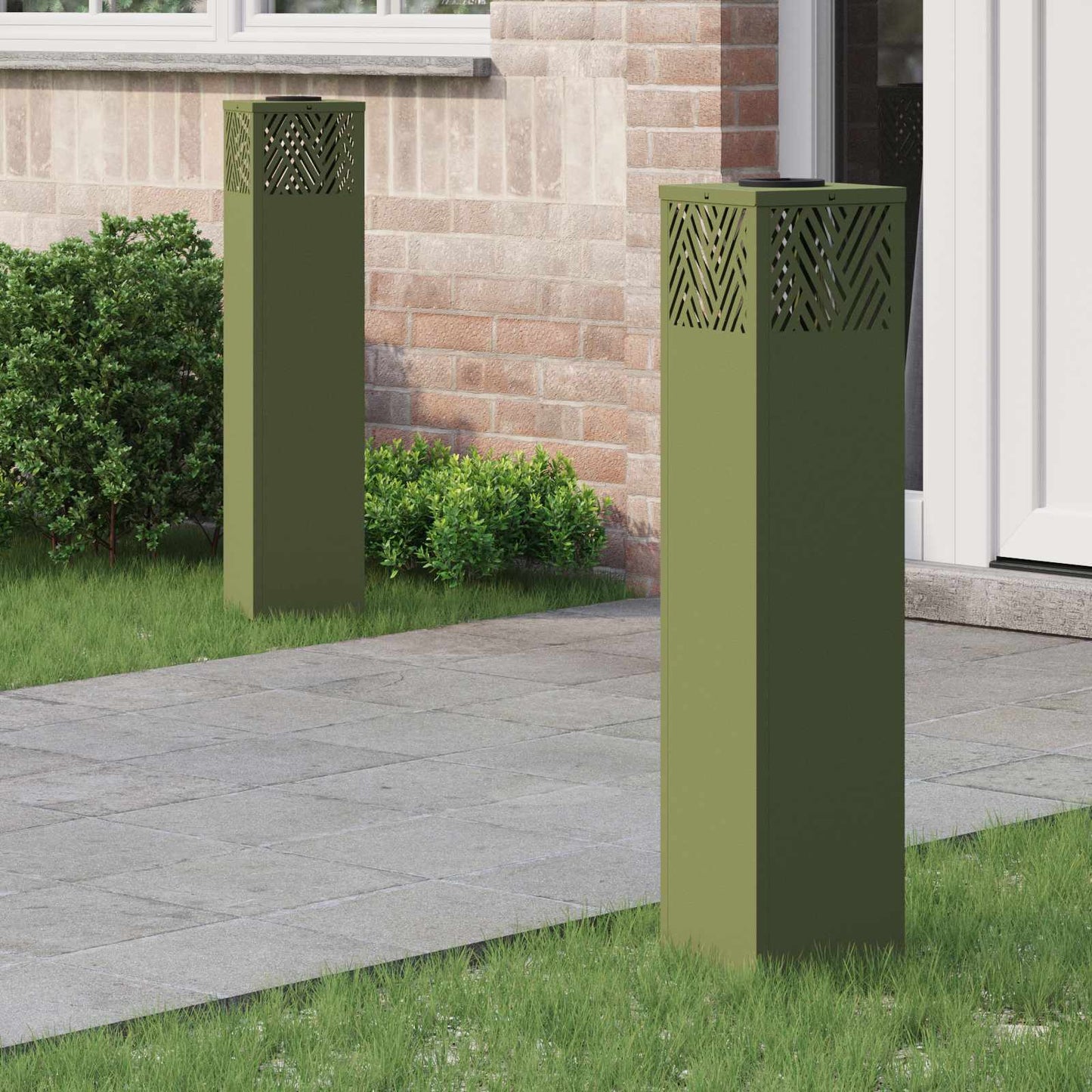 Solenergi LED stibelys 2 pcs Olivengrønn Kaldvalset stål