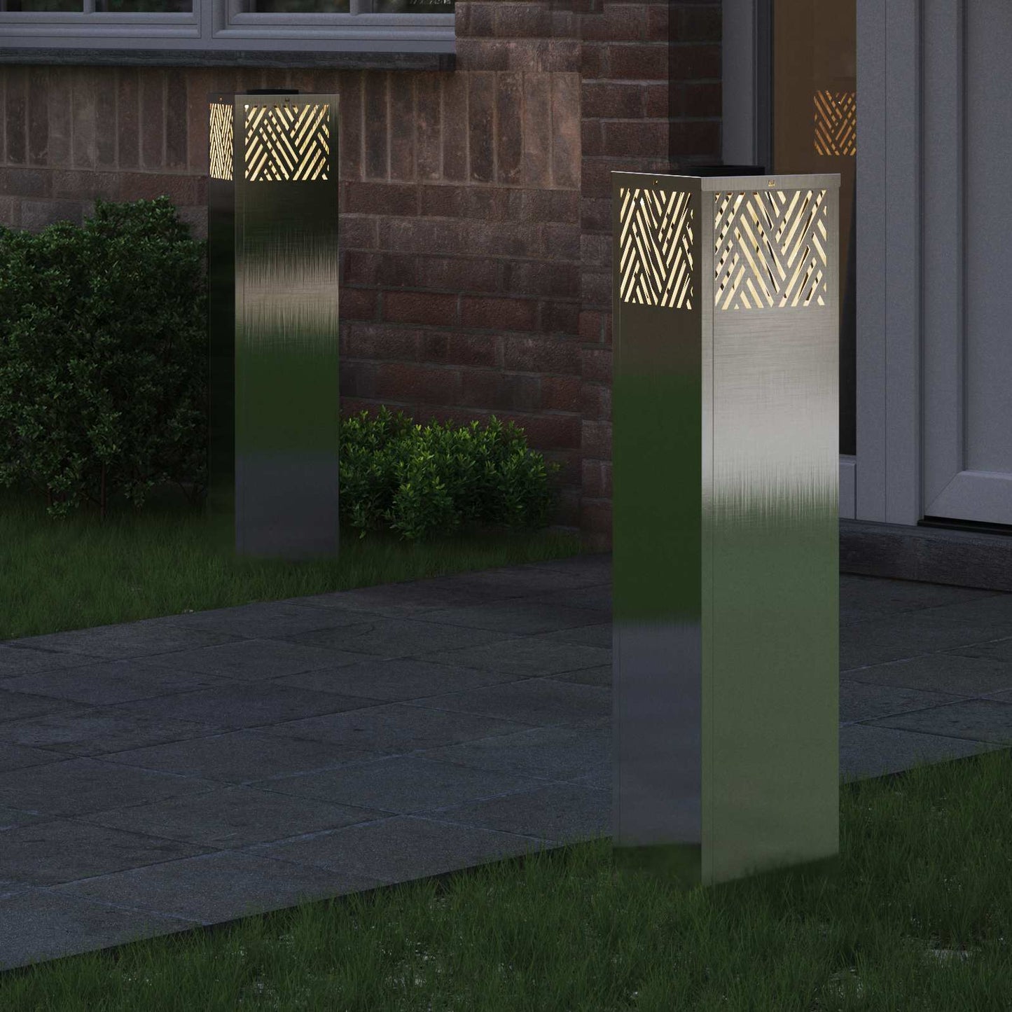 Solenergi LED stibelys 2 pcs sølv Rustfritt Stål