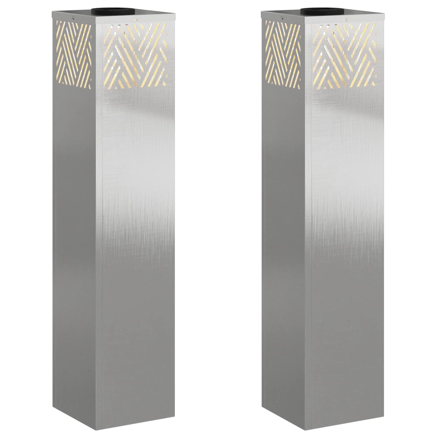 Solenergi LED stibelys 2 pcs sølv Rustfritt Stål