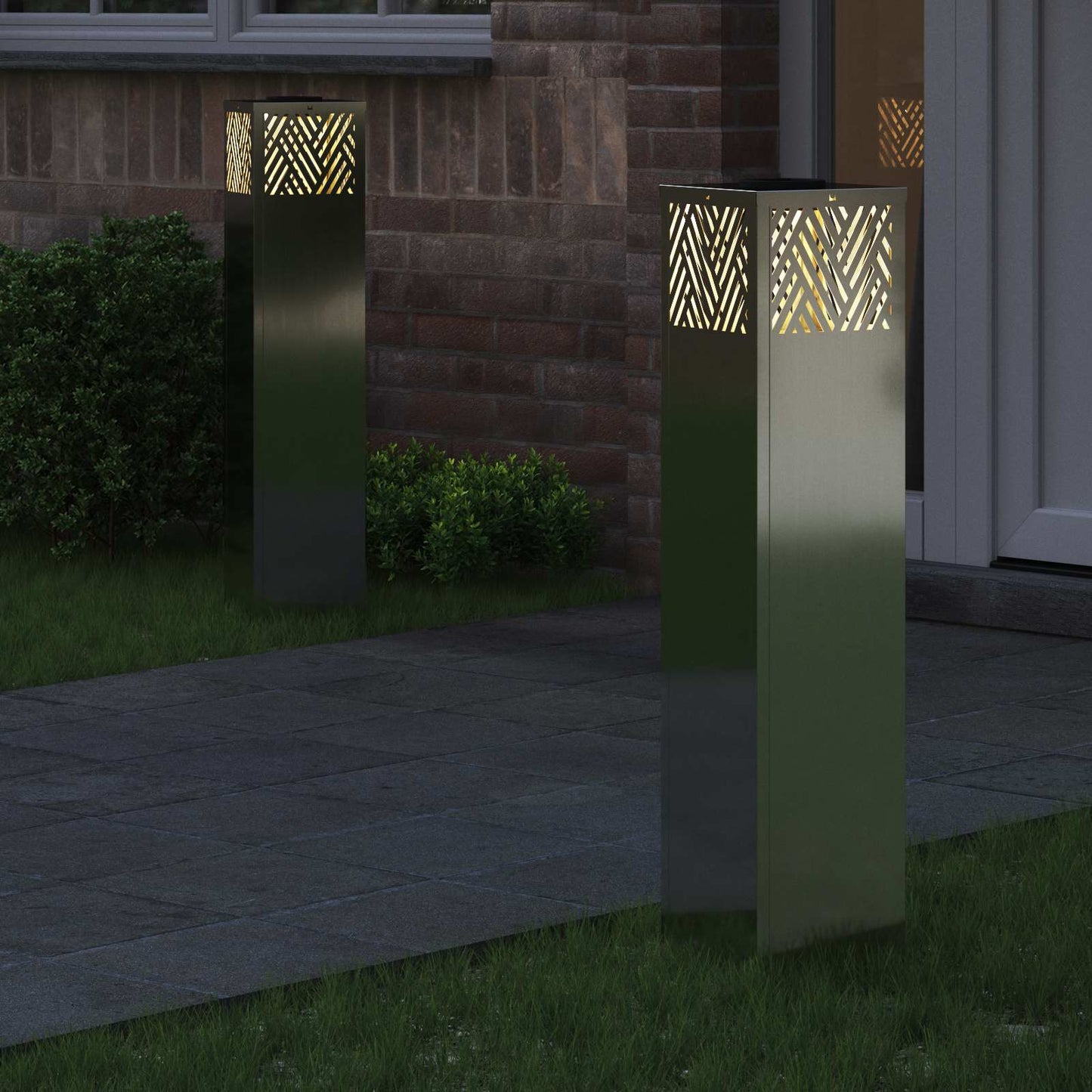Solenergi LED stibelys 2 pcs sølv Galvanisert