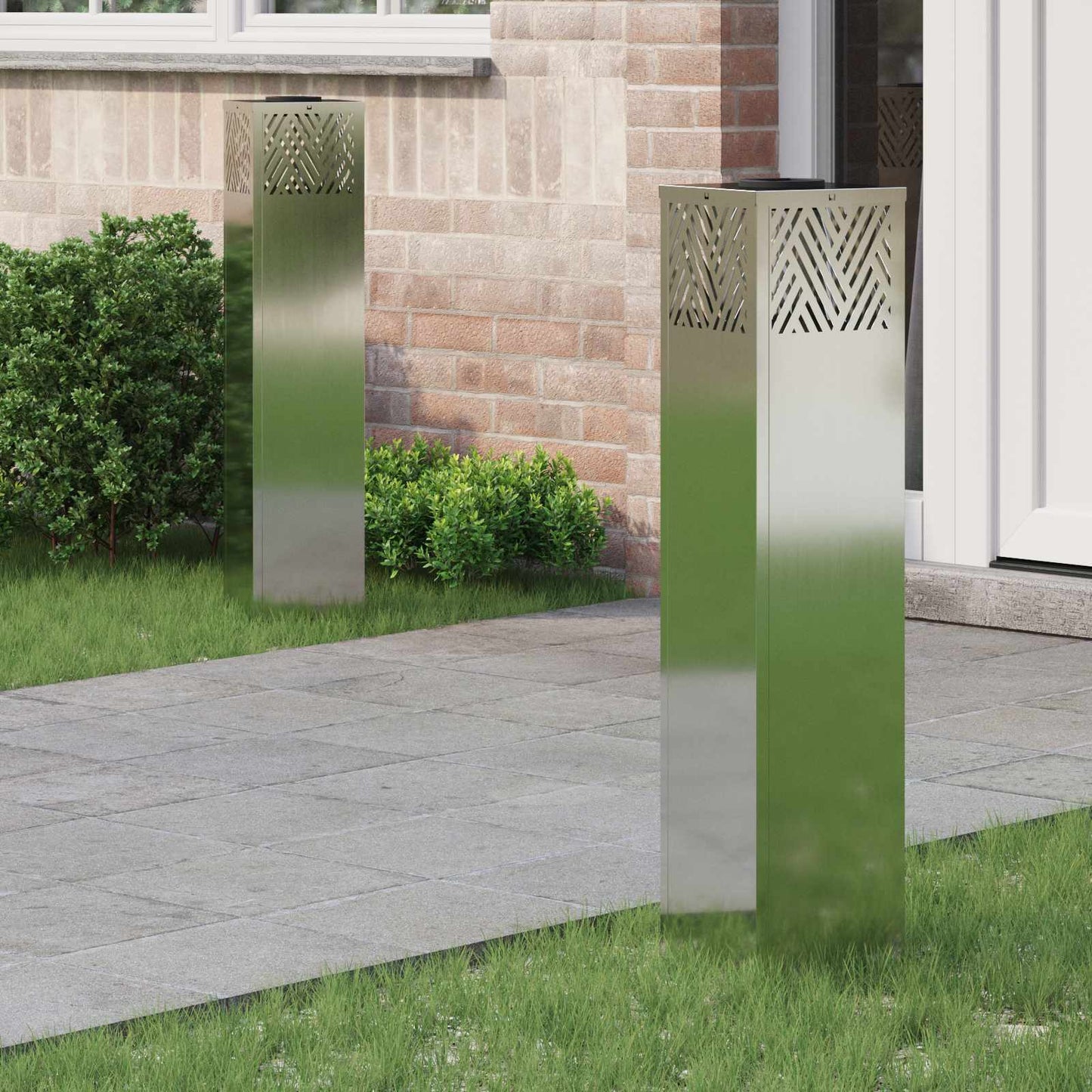 Solenergi LED stibelys 2 pcs sølv Galvanisert