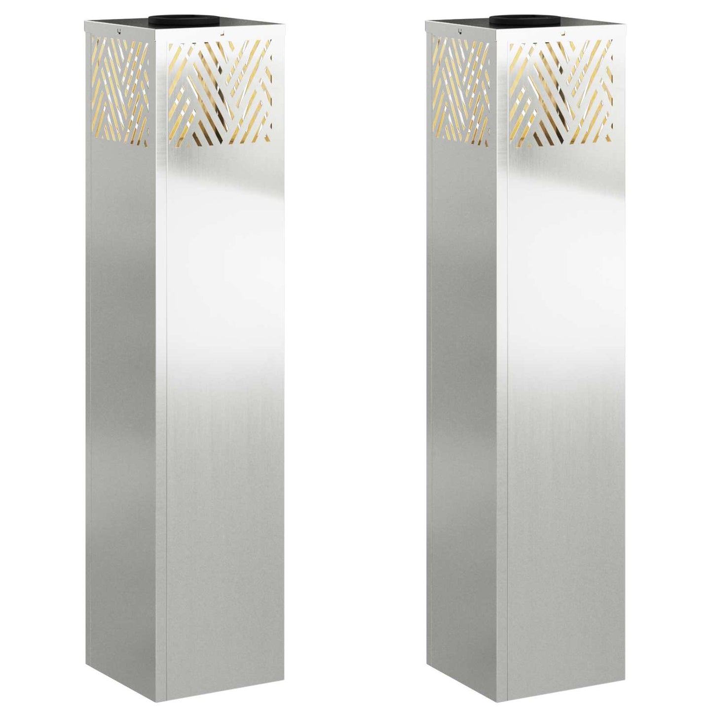 Solenergi LED stibelys 2 pcs sølv Galvanisert