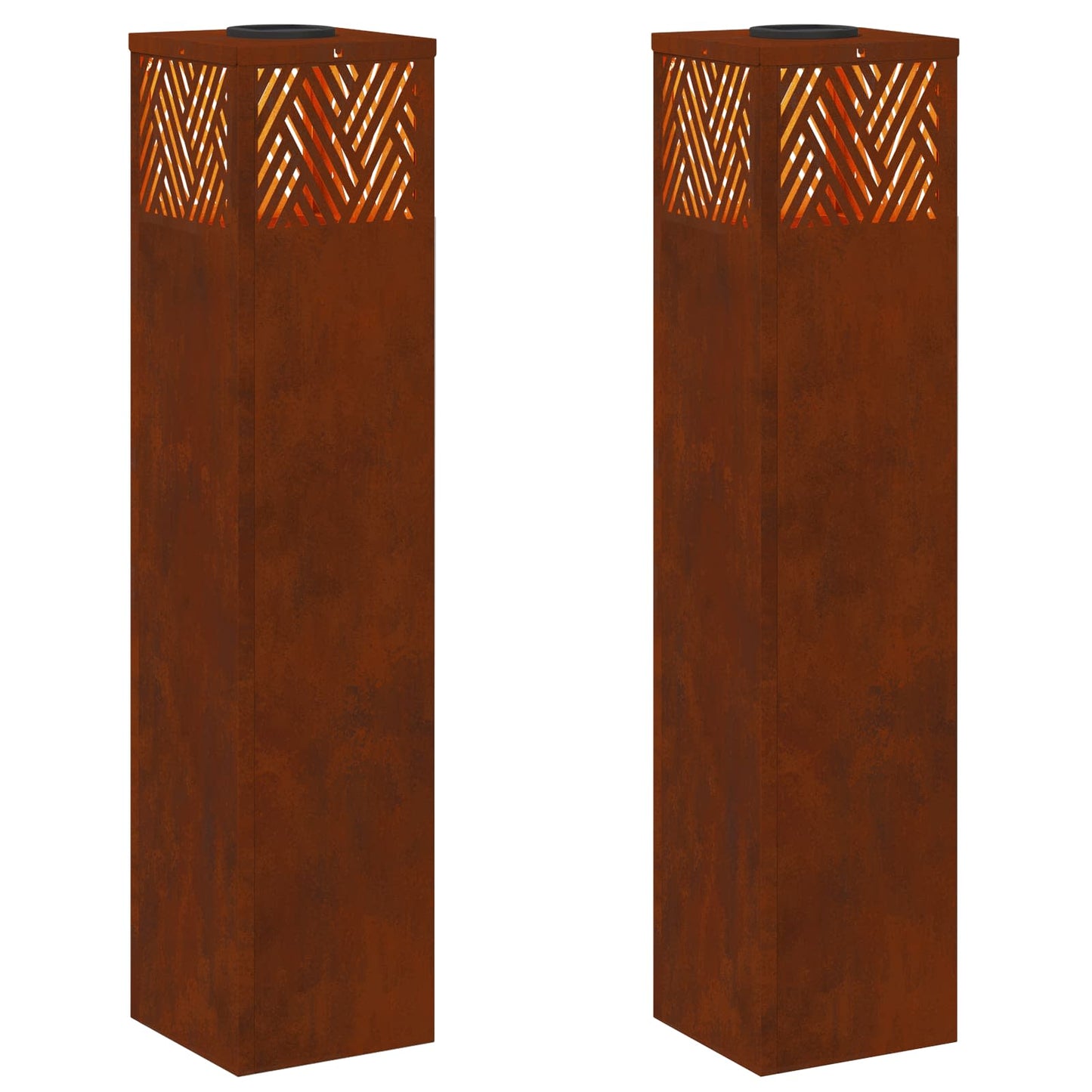 Solenergi LED stibelys 2 pcs Bronse Cortenstål