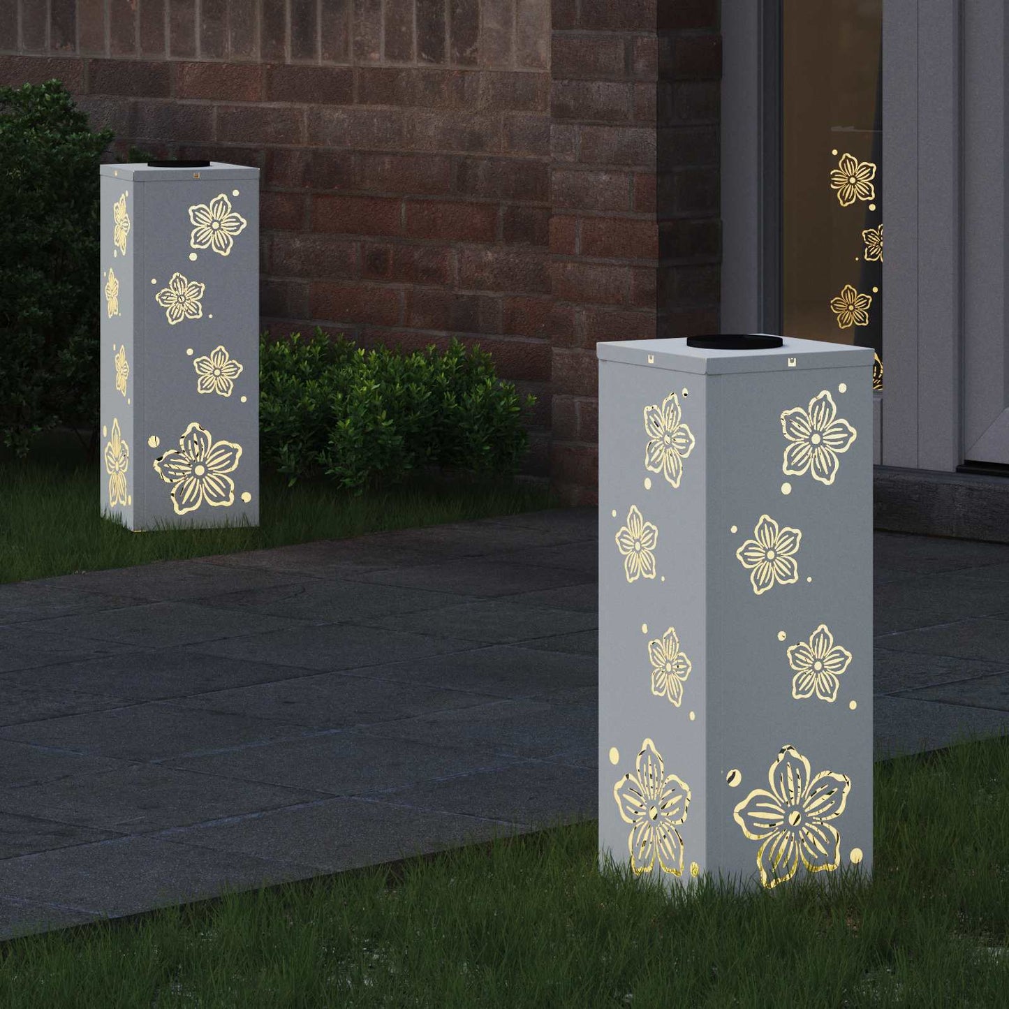 Solenergi LED stibelys 2 pcs Hvit Kaldvalset stål