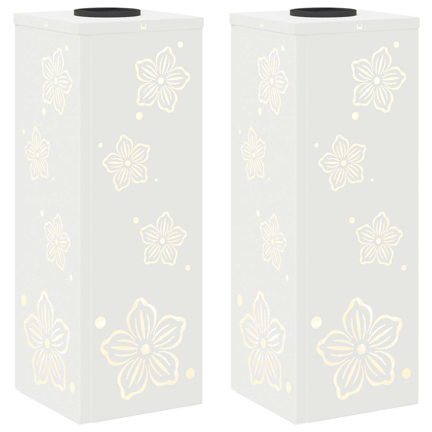 Solenergi LED stibelys 2 pcs Hvit Kaldvalset stål