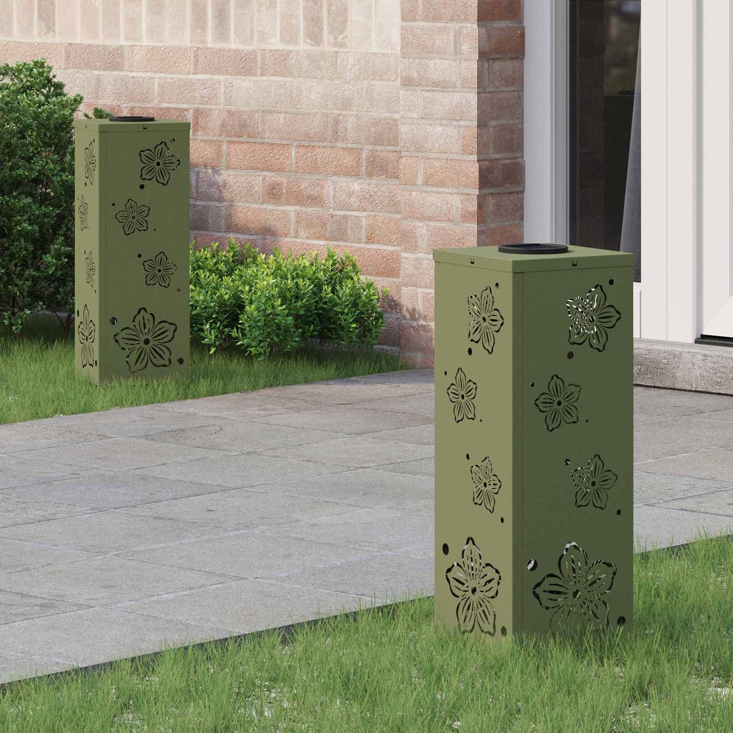 Solenergi LED stibelys 2 pcs Olivengrønn Kaldvalset stål