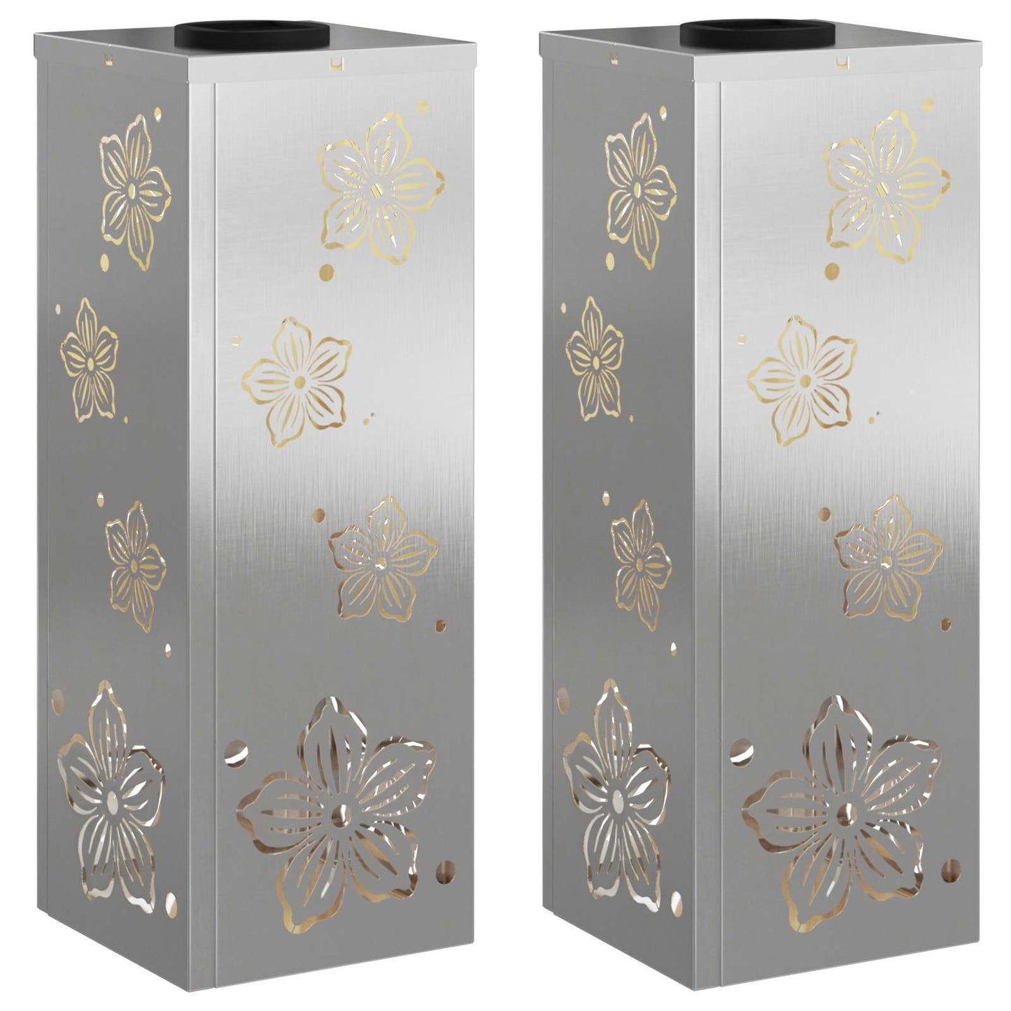 Solenergi LED stibelys 2 pcs sølv Rustfritt Stål