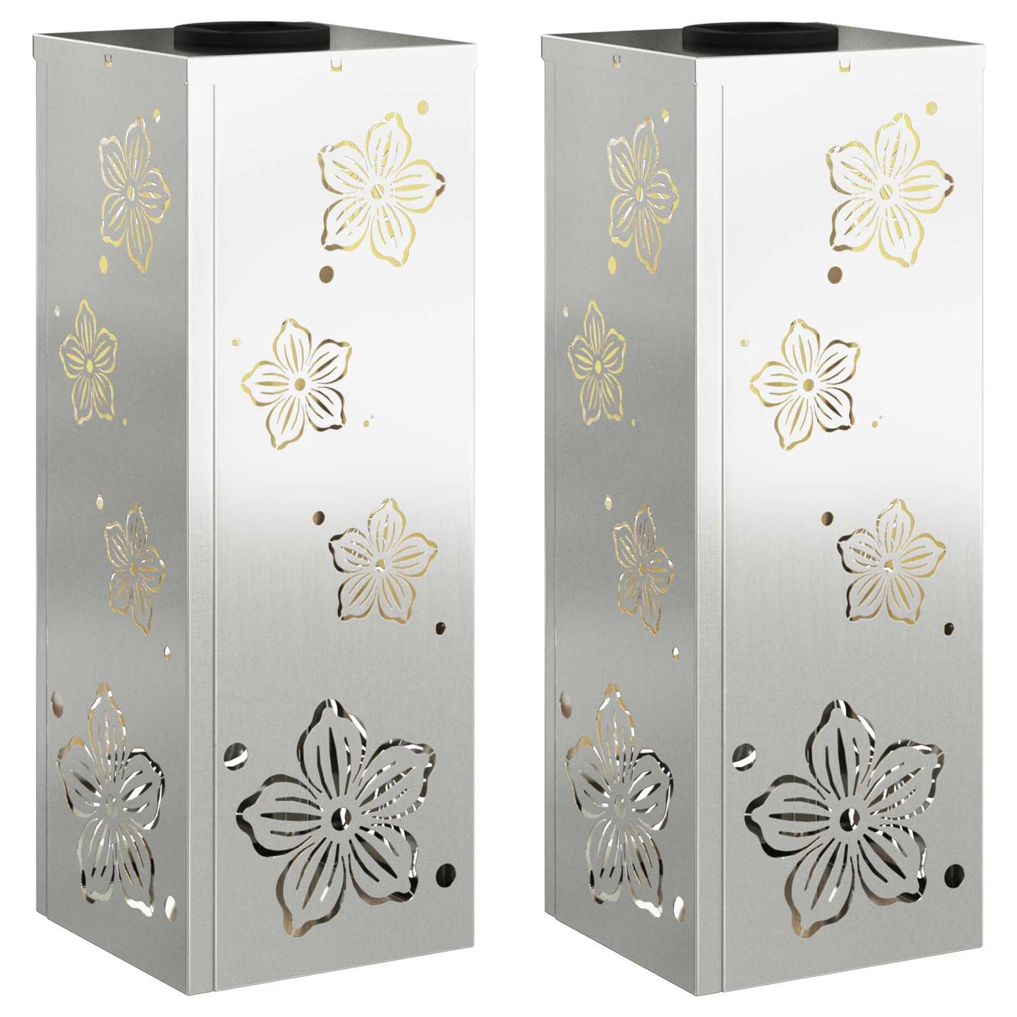 Solenergi LED stibelys 2 pcs sølv Galvanisert stål