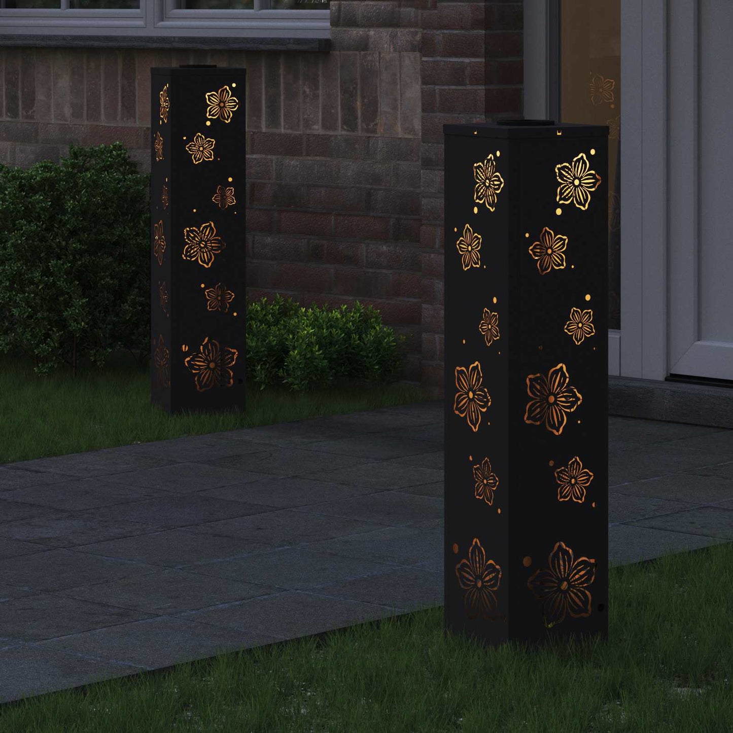 Solenergi LED stibelys 2 pcs Svart Kaldvalset stål
