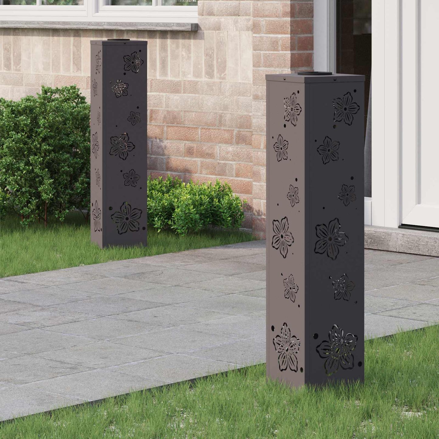 Solenergi LED stibelys 2 pcs Svart Kaldvalset stål