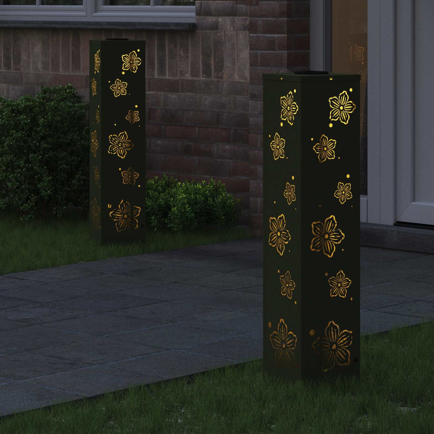 Solenergi LED stibelys 2 pcs Olivengrønn Kaldvalset stål