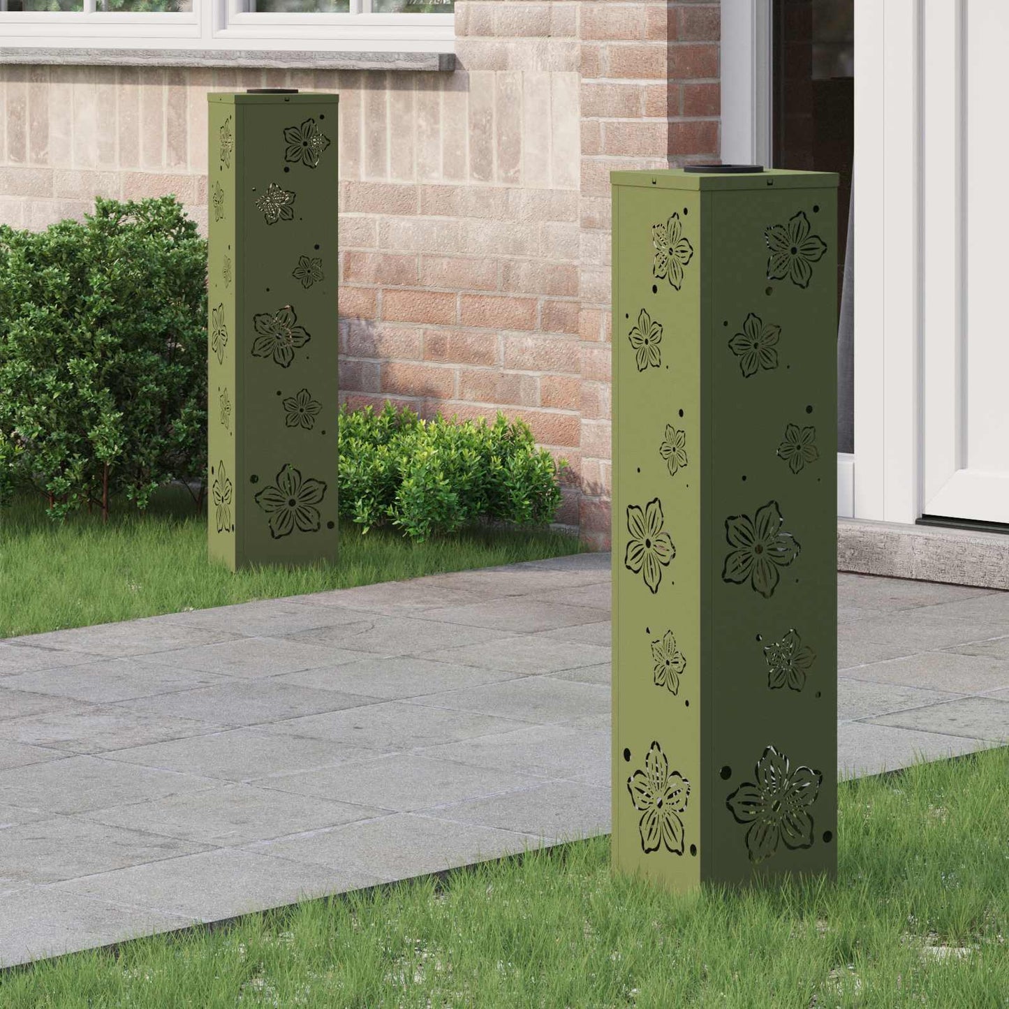 Solenergi LED stibelys 2 pcs Olivengrønn Kaldvalset stål