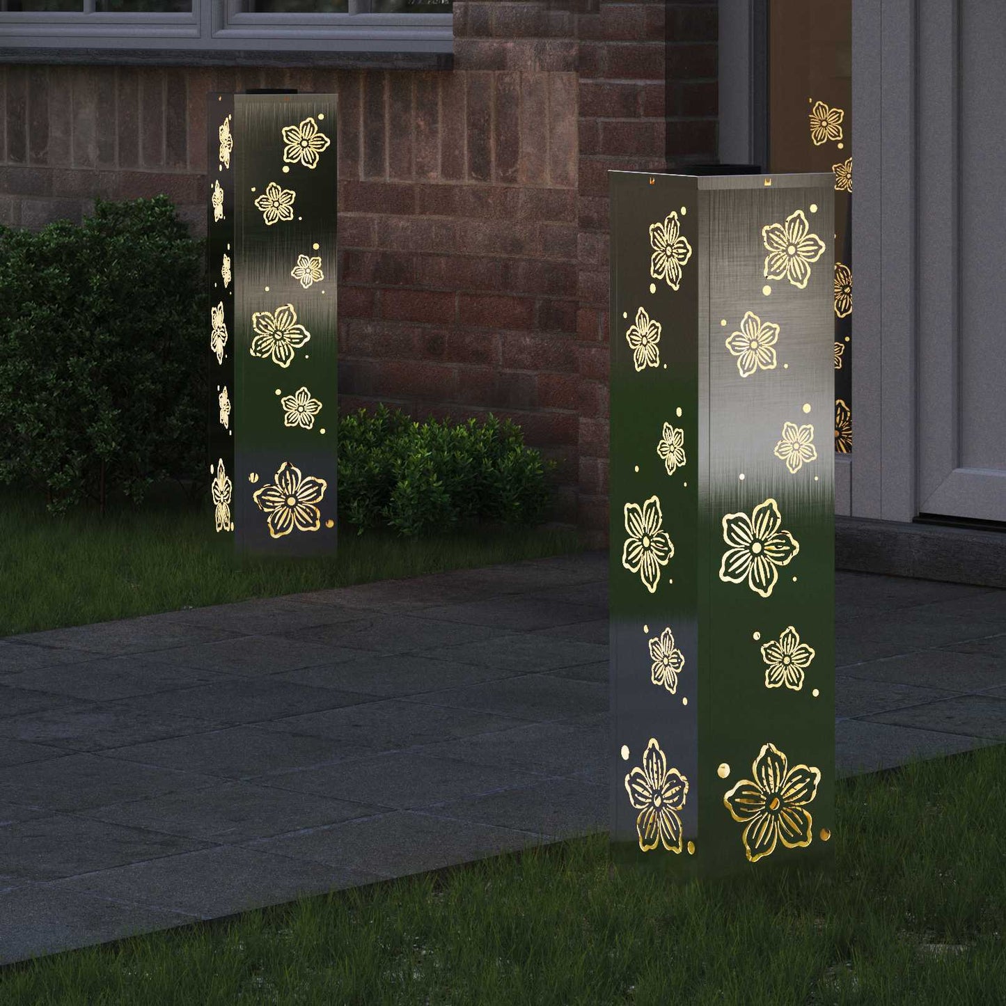 Solenergi LED stibelys 2 pcs sølv Rustfritt Stål