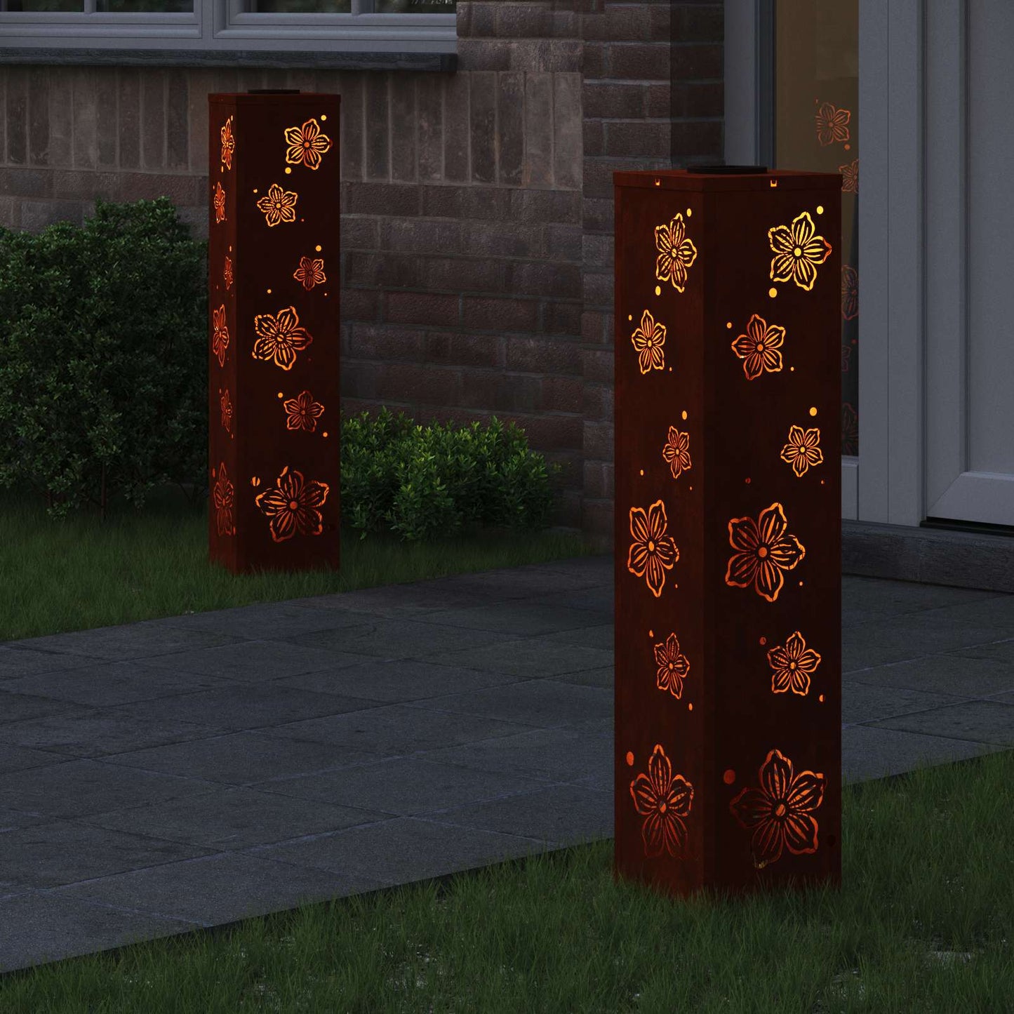 Solenergi LED stibelys 2 pcs Rusten Cortenstål
