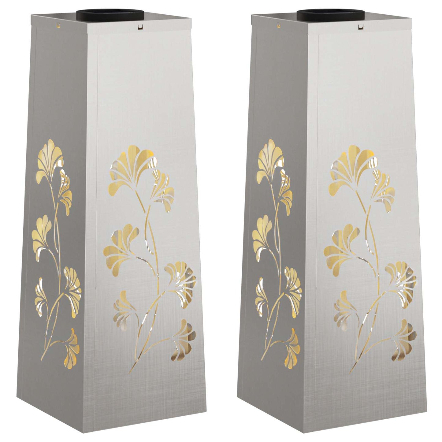 Solenergi LED stibelys 2 pcs sølv Rustfritt Stål