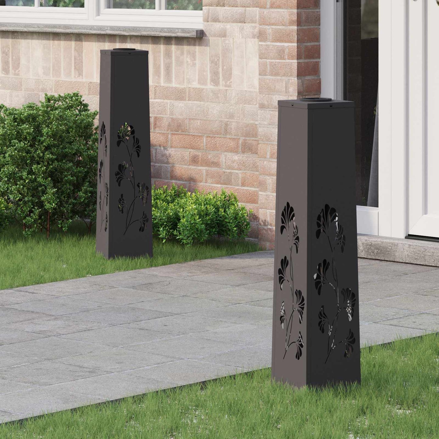 Solenergi LED stibelys 2 pcs Svart Kaldvalset stål