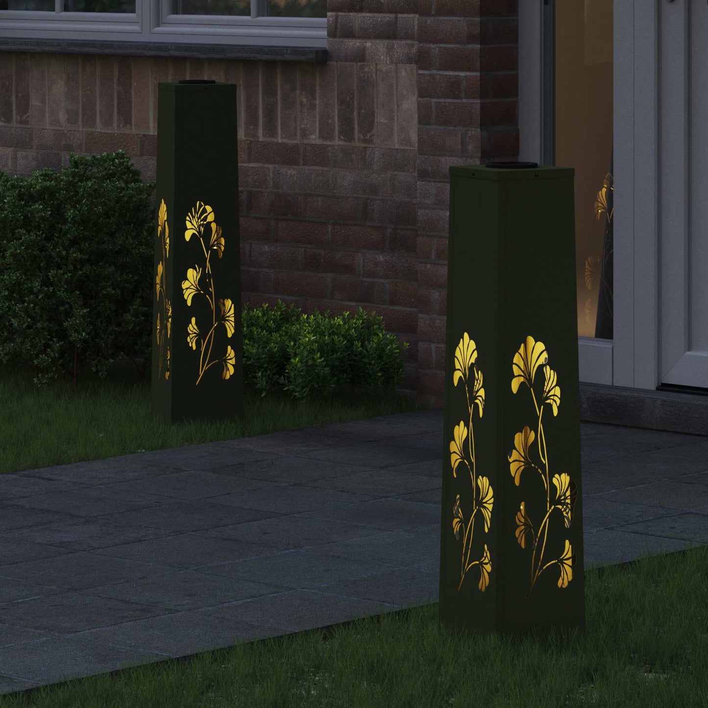 Solenergi LED stibelys 2 pcs Olivengrønn Kaldvalset stål