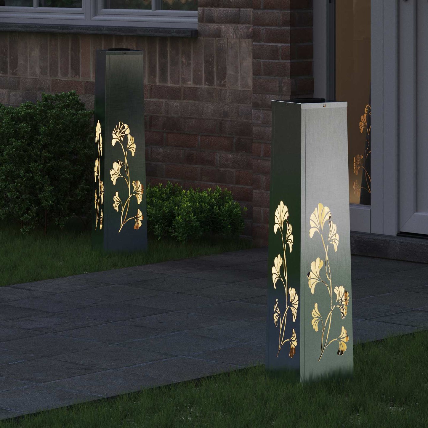 Solenergi LED stibelys 2 pcs sølv Rustfritt Stål