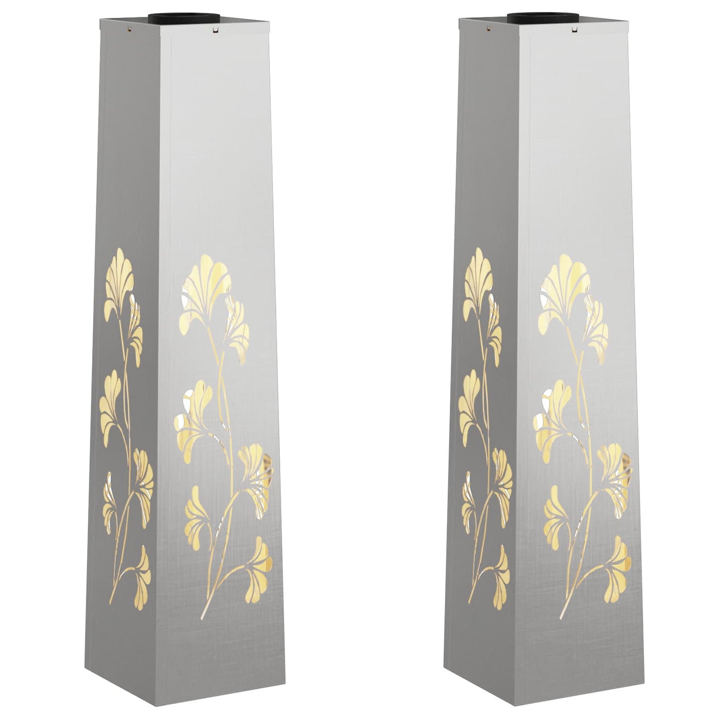 Solenergi LED stibelys 2 pcs sølv Rustfritt Stål