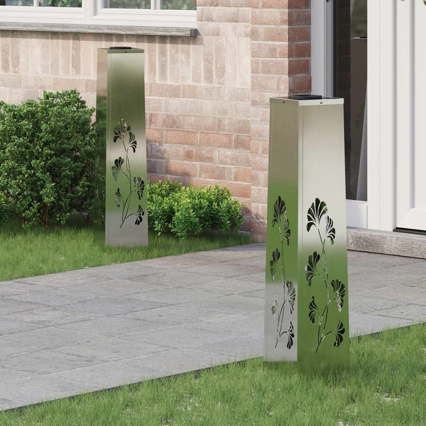 Solenergi LED stibelys 2 pcs sølv Galvanisert stål