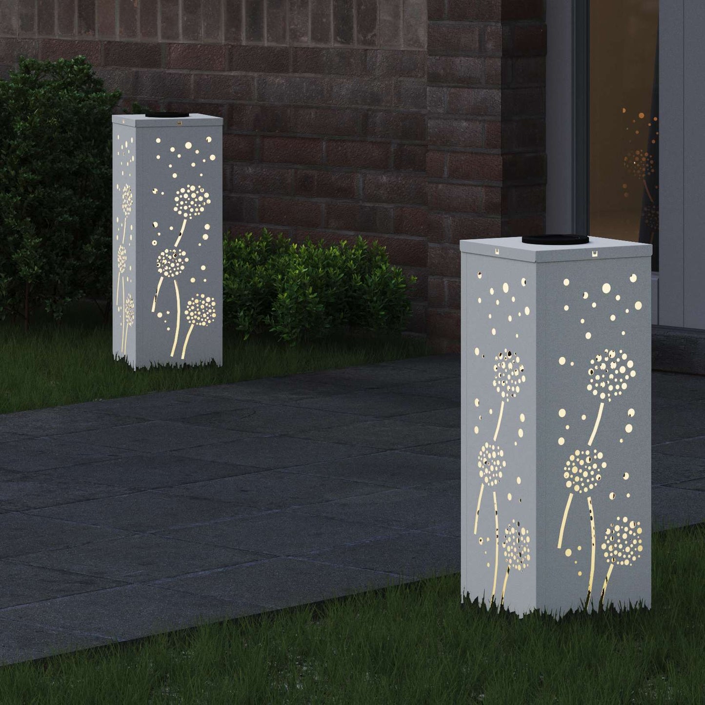 Solenergi LED stibelys 2 pcs Hvit Kaldvalset stål