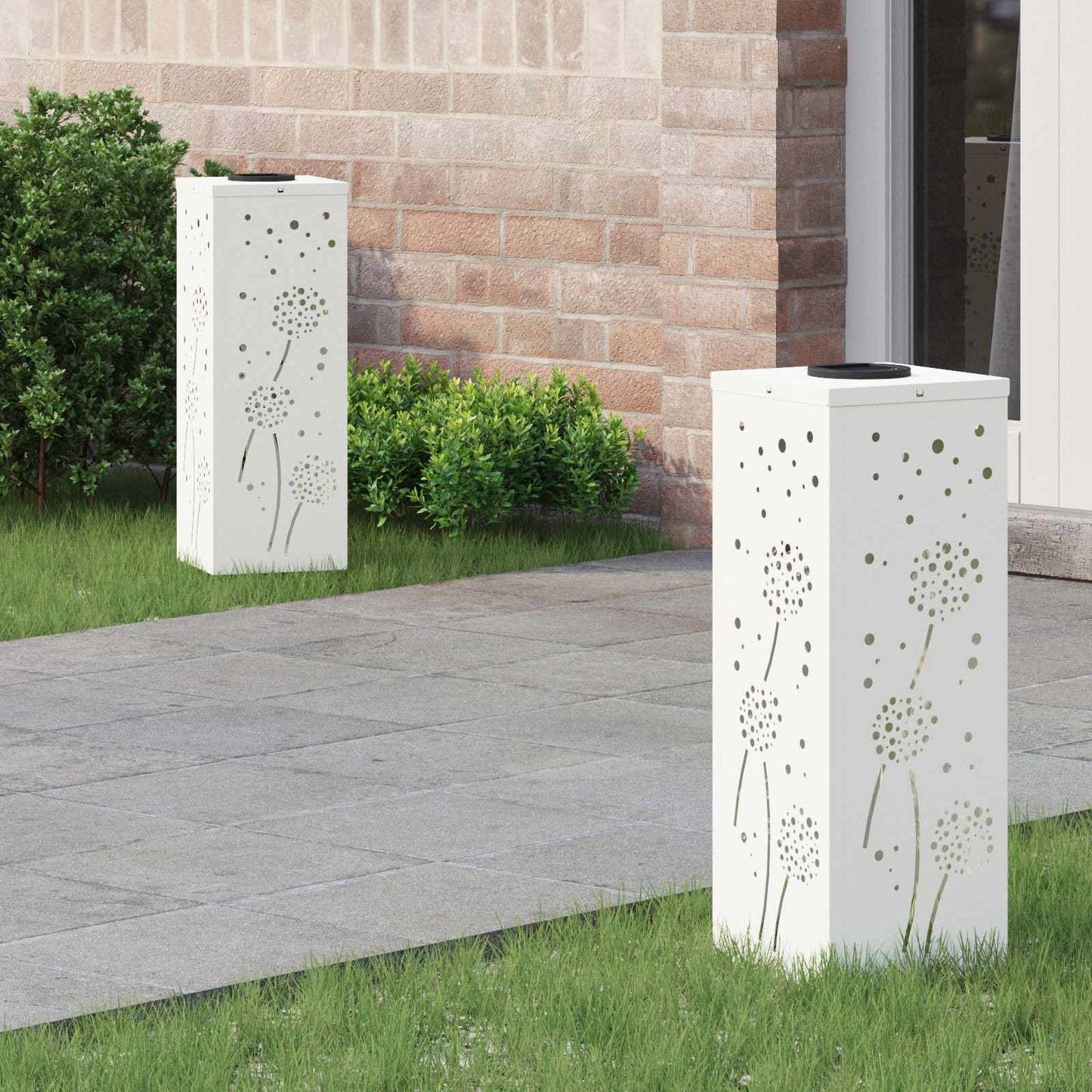 Solenergi LED stibelys 2 pcs Hvit Kaldvalset stål
