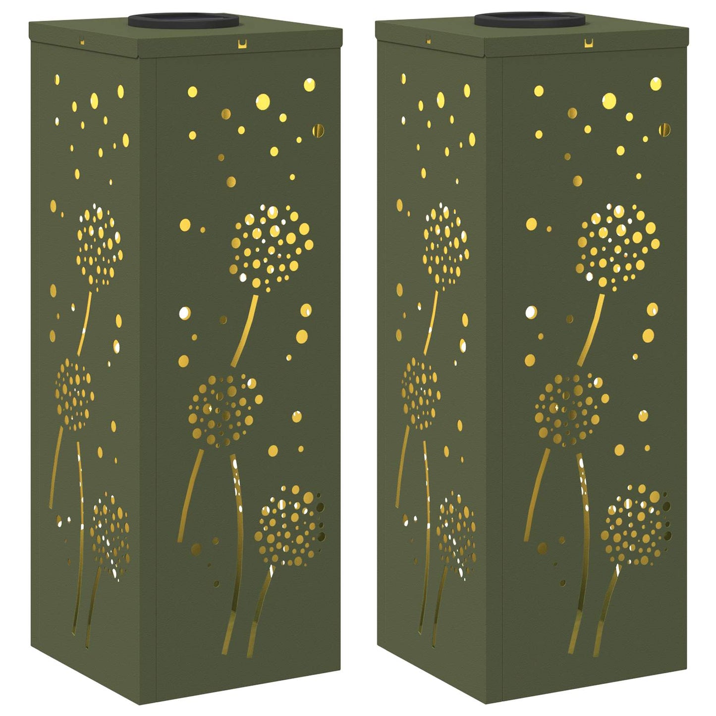 Solenergi LED stibelys 2 pcs Olivengrønn Kaldvalset stål