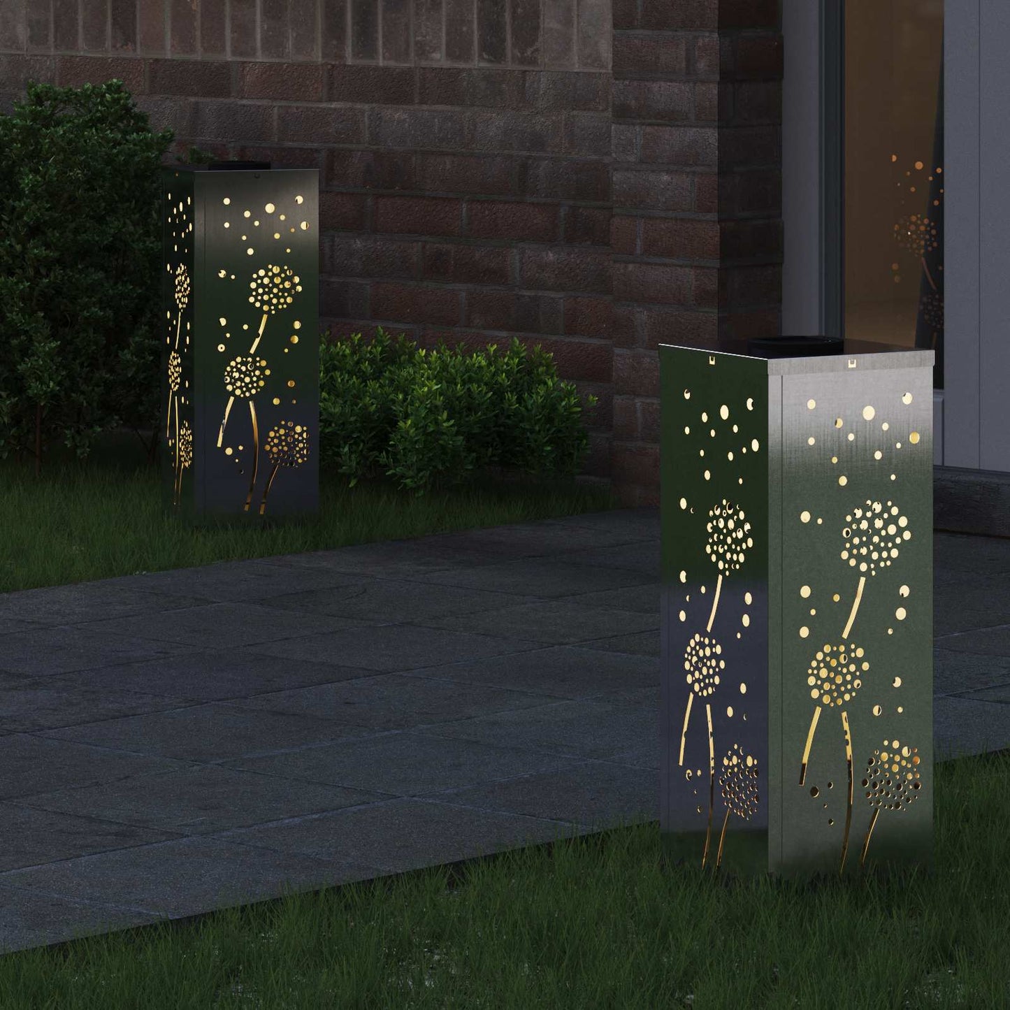 Solenergi LED stibelys 2 pcs sølv Rustfritt Stål