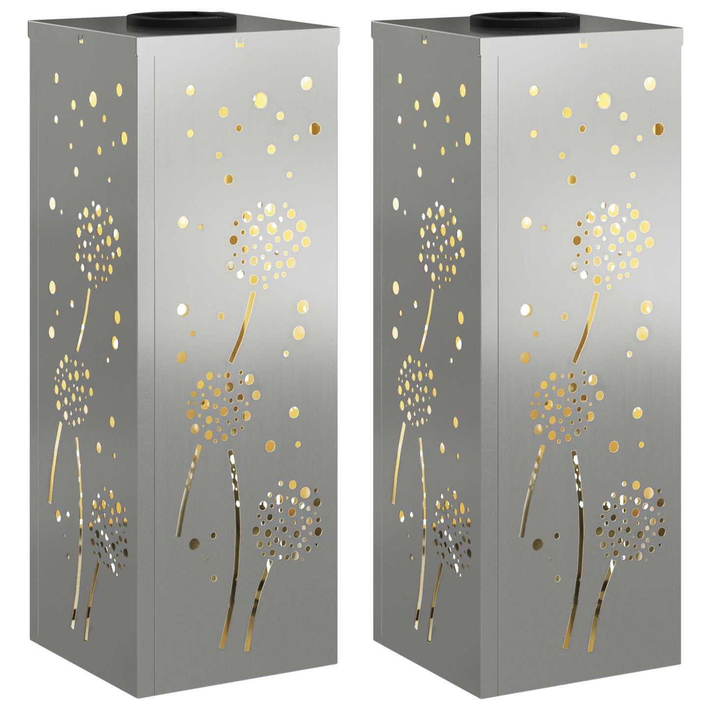 Solenergi LED stibelys 2 pcs sølv Galvanisert stål