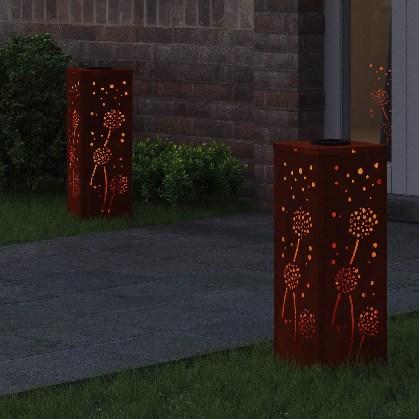 Solenergi LED stibelys 2 pcs Rusten Cortenstål
