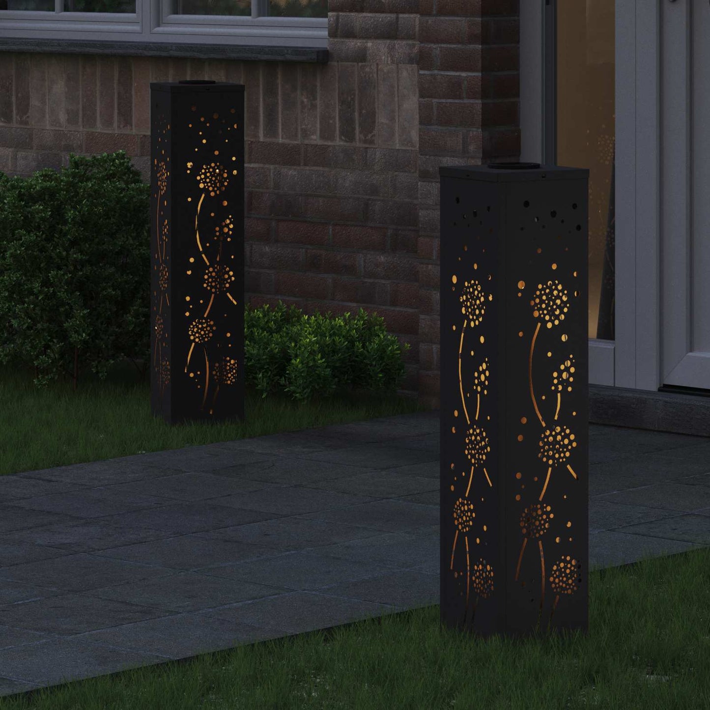 Solenergi LED stibelys 2 pcs Svart Kaldvalset stål