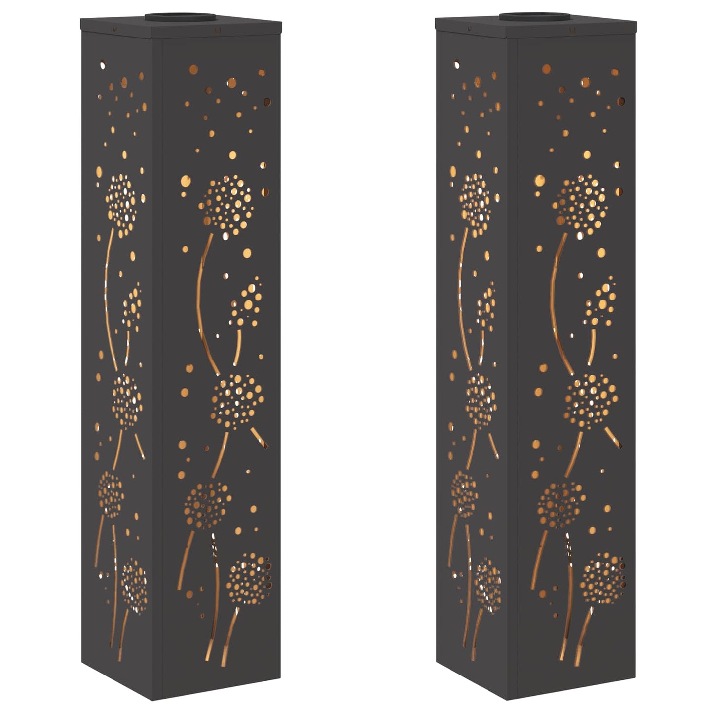 Solenergi LED stibelys 2 pcs Svart Kaldvalset stål