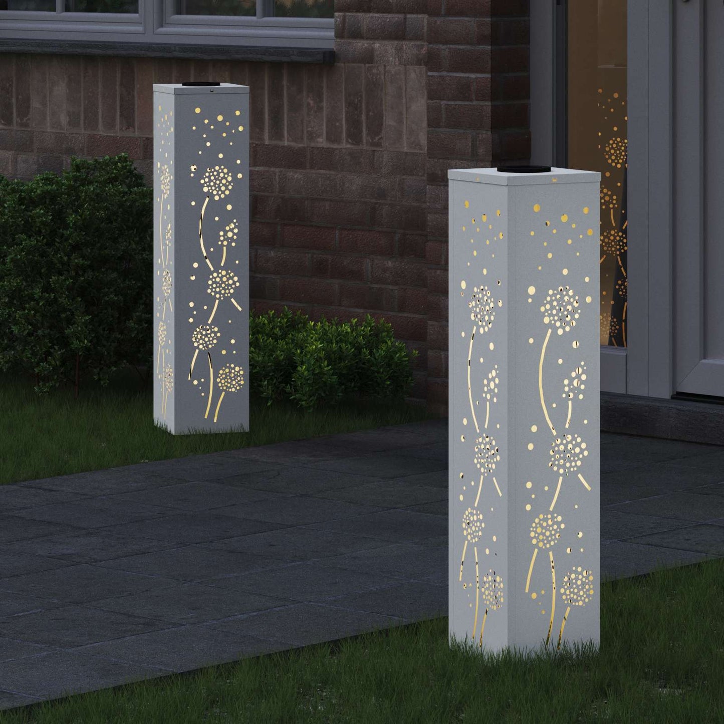 Solenergi LED stibelys 2 pcs Hvit Kaldvalset stål
