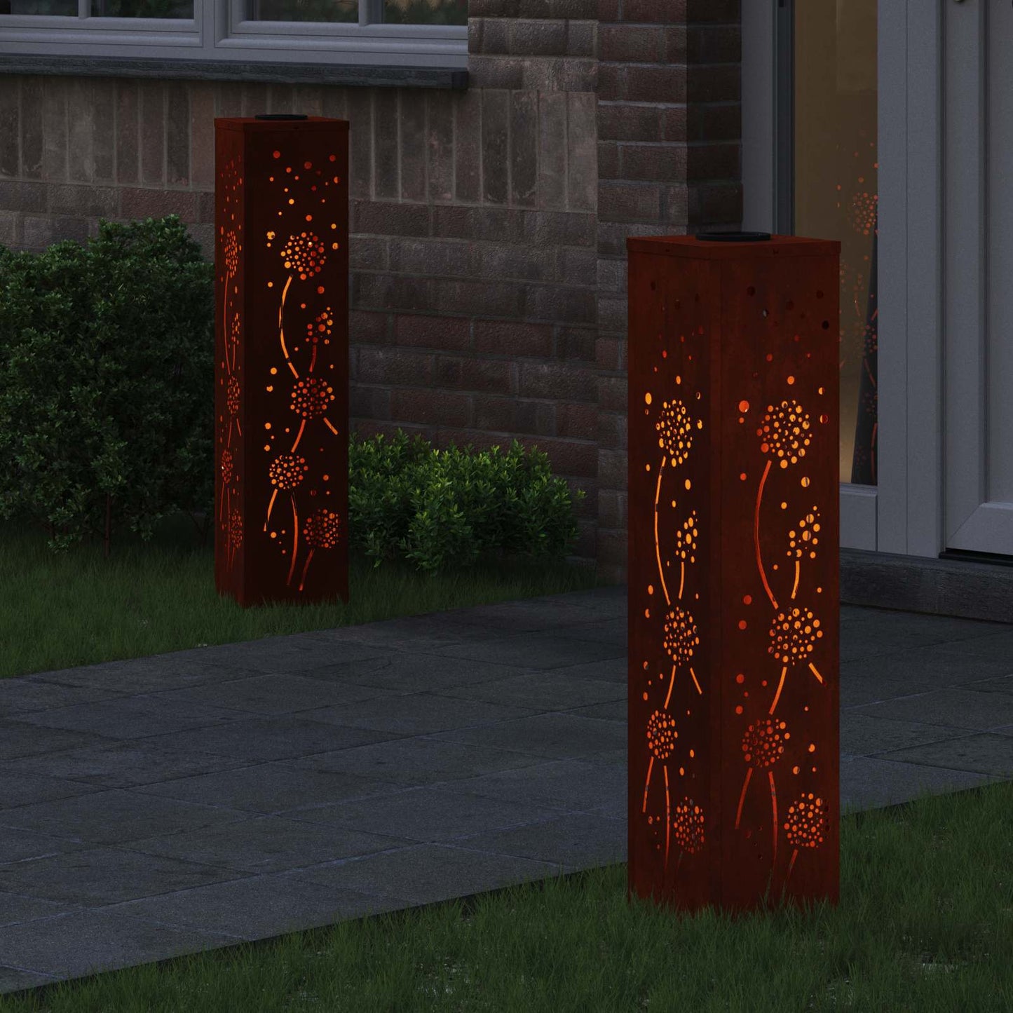 Solenergi LED stibelys 2 pcs Rusten Cortenstål
